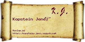Kopstein Jenő névjegykártya